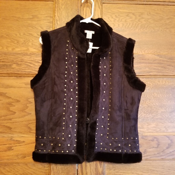 LH Sport Women's Black Faux Lined Suede Vest - Picture 1 of 4